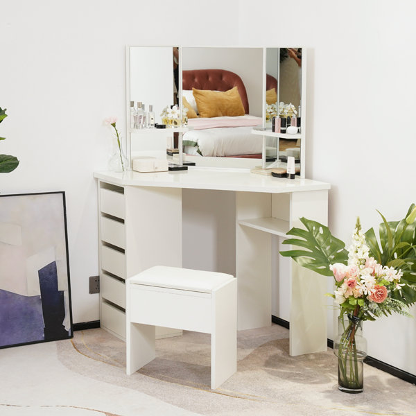 Latitude Run Meith Dressing Table with Mirror & Reviews Wayfair.ie